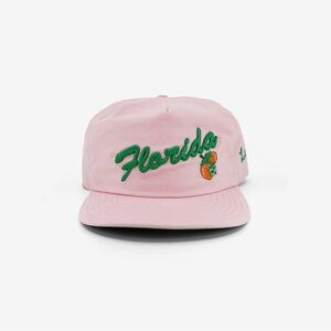 Pink Corduroy Hat with Green Embroidery